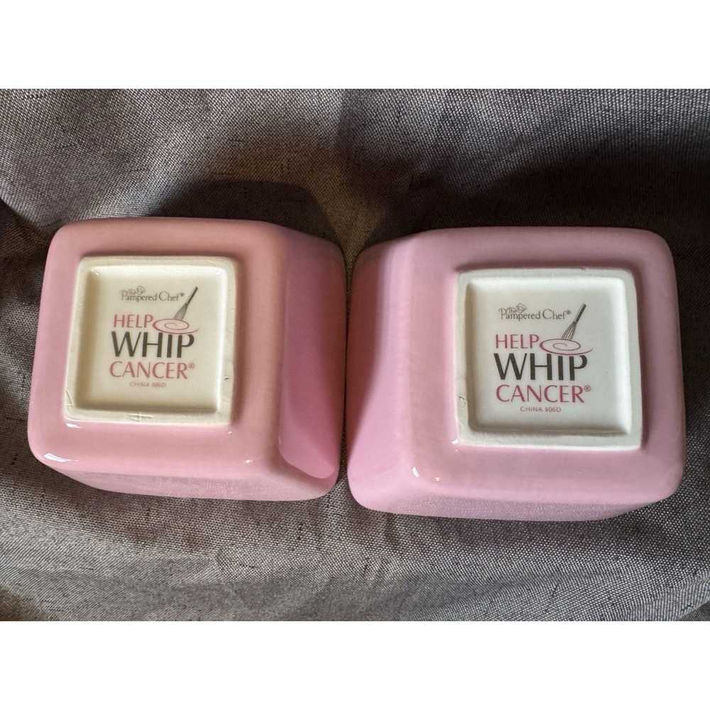 Pampered Chef Simple Additions 4.5" Pink Square Bowls Help Whip Cancer NEW